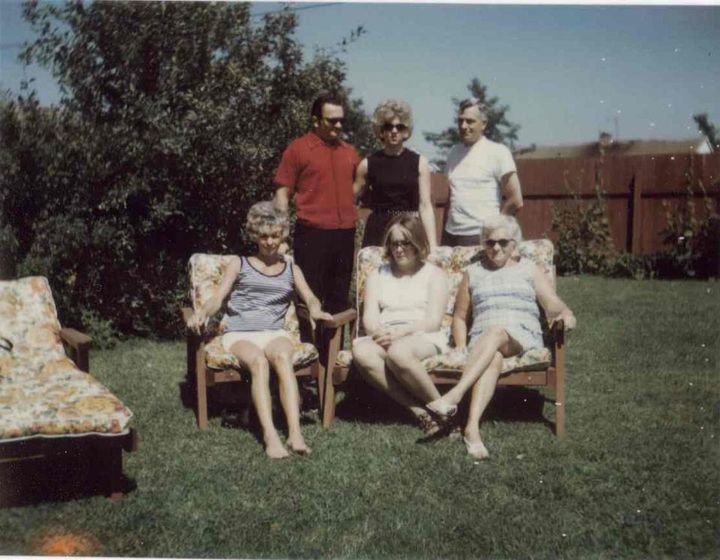 front row: my mother, Joan Boggs, Kim, and our grandmother, Ruby Mae Pennington